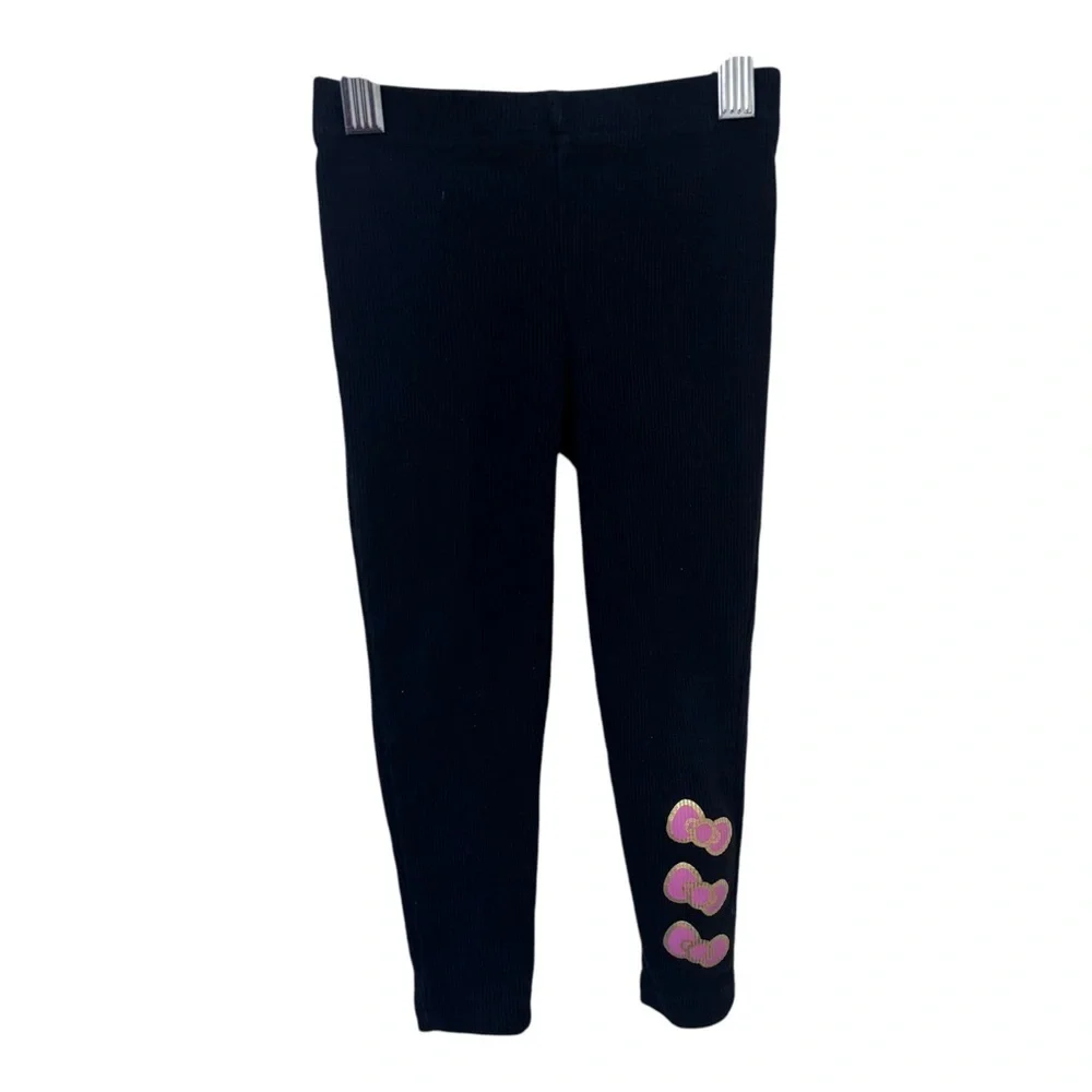 3/$15 Sanrio hello kitty kids toddler pink bow graphics black leggings 3T